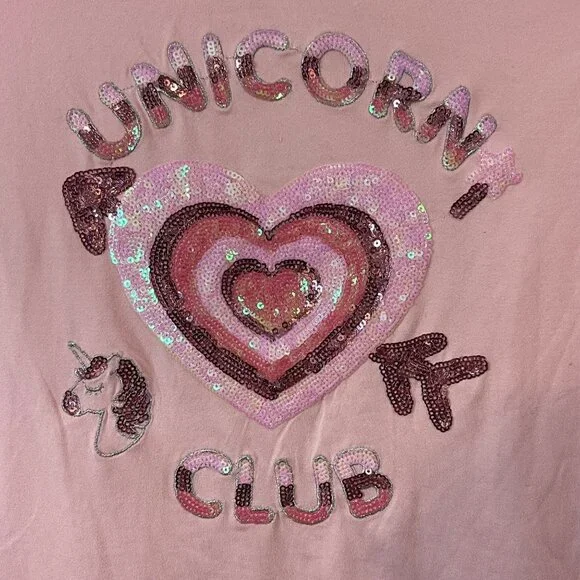 Btween Girls Pink Unicorn Club Sequin Tie-Sleeve T-Shirt Size 10 - Picture 3 of 11